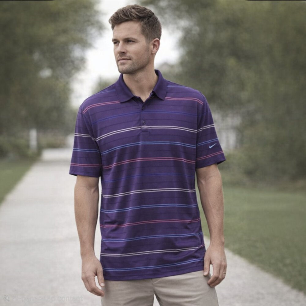 Nike Golf Purple Striped Polo Shirt